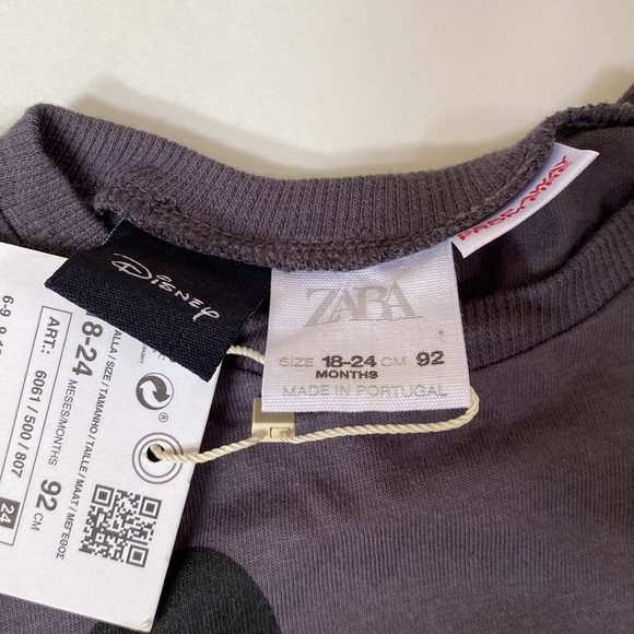 ZARA Disney Pluto Holiday Long Sleeve Gray Tee - Size 18-24 Months NWT - Picture 2 of 4